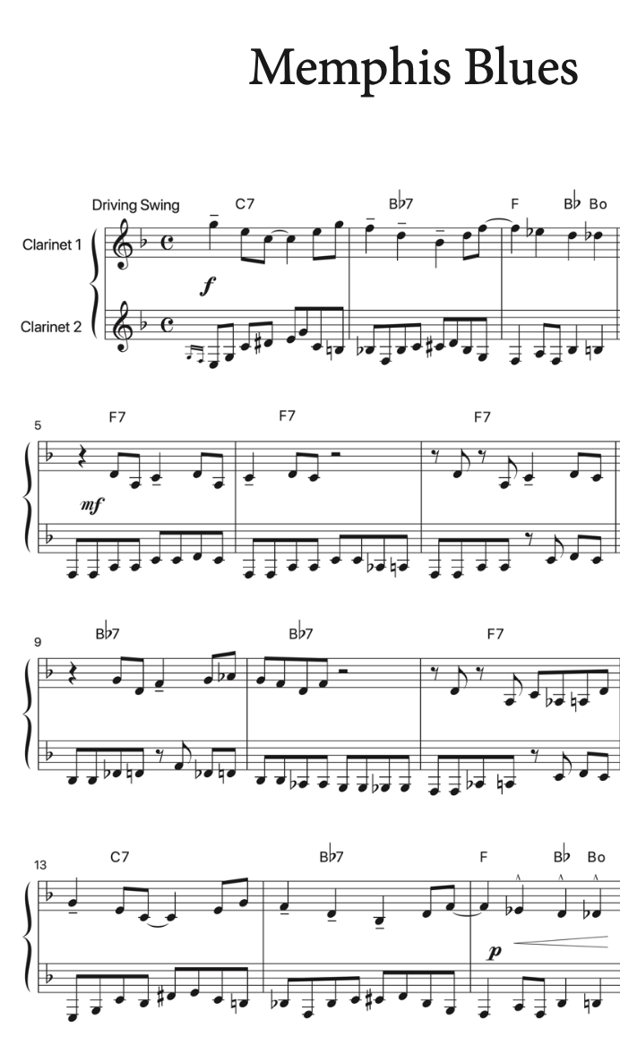 Intermediate Blues Clarinet Duets Digital Download  ´Premium´ version