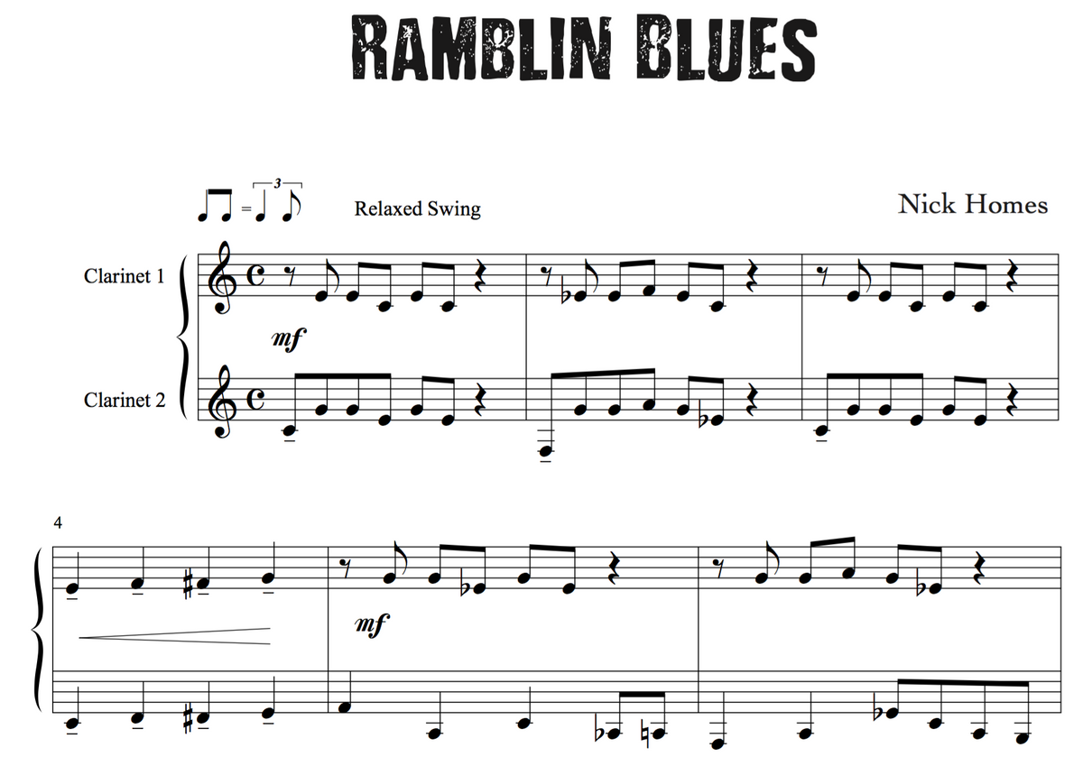 Easy Clarinet Jazz Duet - Ramblin