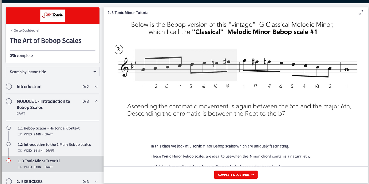 The Art of Bebop Scales online course Jazzduetshop