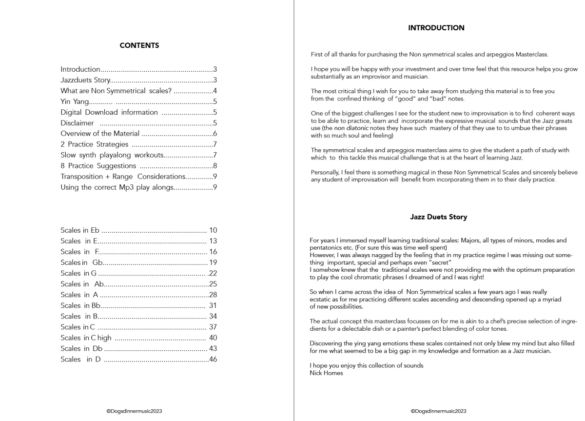 Non Symmetrical Scales and Arpeggios for Jazz Masterclass - Jazzduets