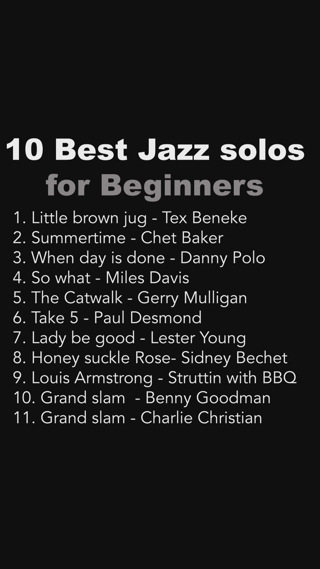 10 best Jazz solos to  learn  (volume 1 - beginners)
