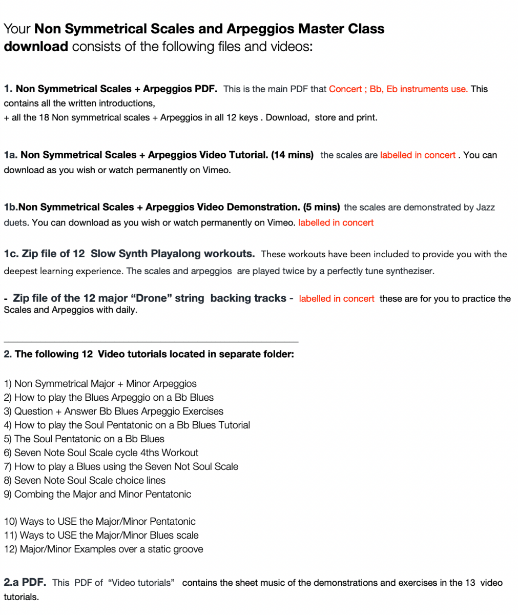 Non Symmetrical Scales and Arpeggios for Jazz Masterclass - Jazzduets