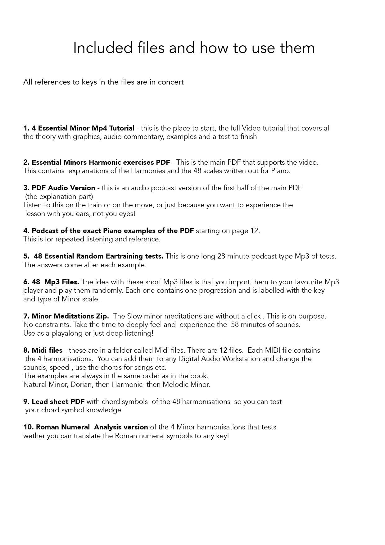 Essential Minor Harmonic Exercises mini course