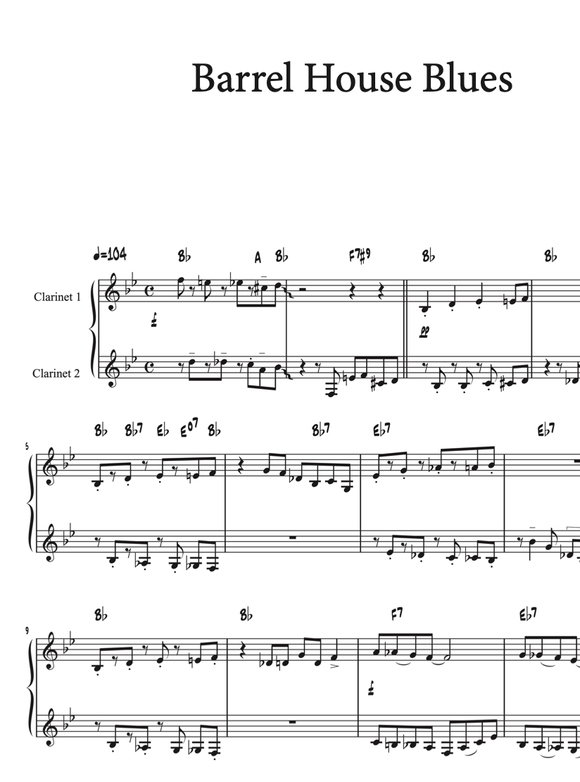 Intermediate Blues Clarinet Duets Digital Download  ´Premium´ version