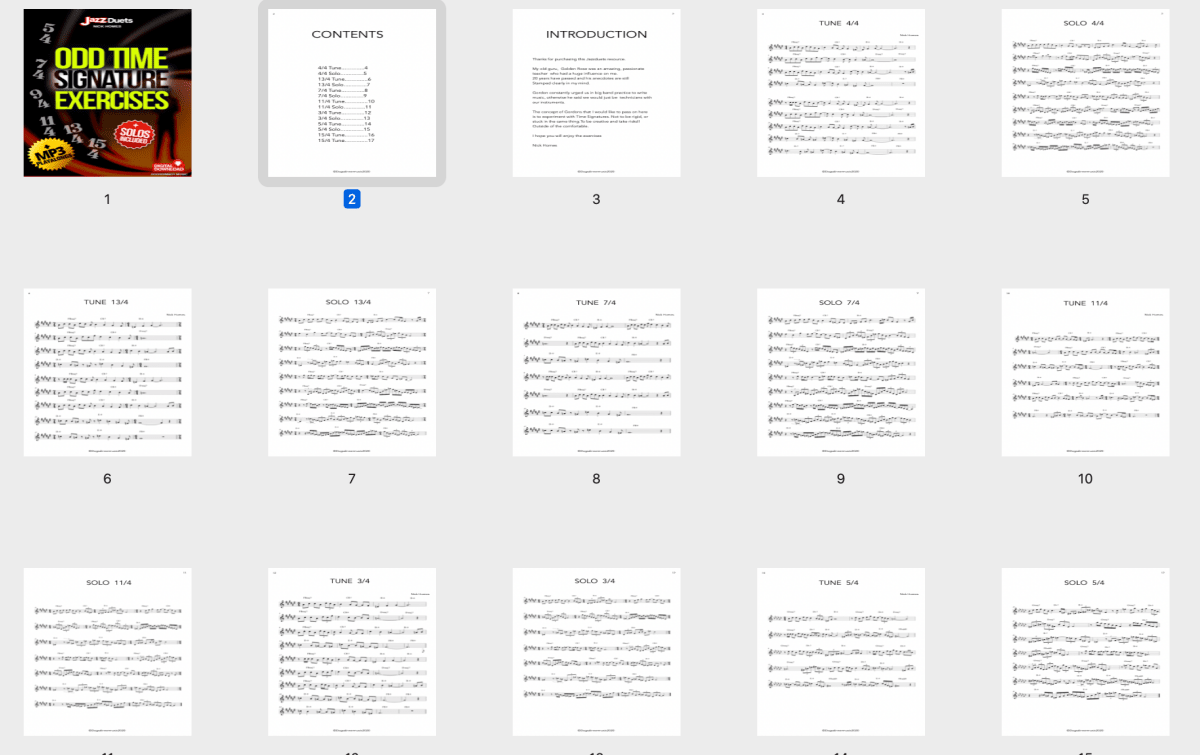 Odd Time Signature Exercises - Digital Download - Jazzduets