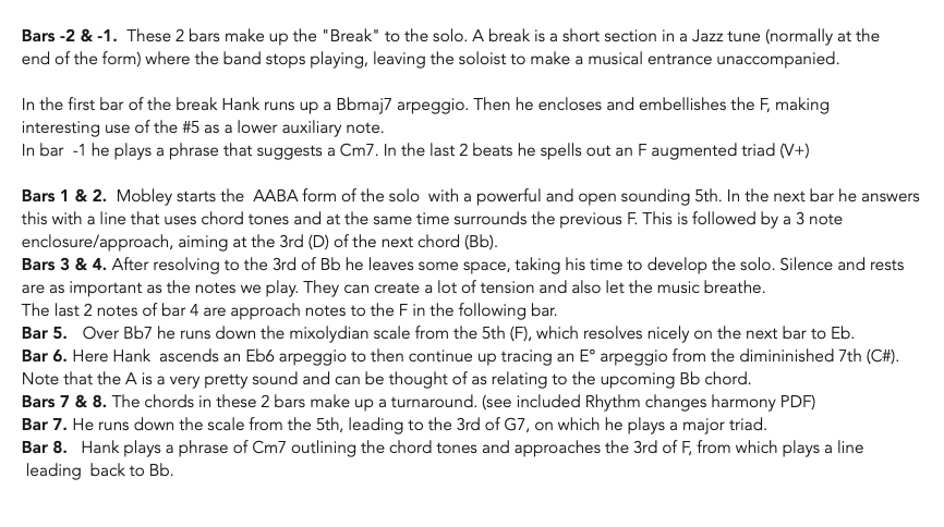 Hank Mobley Rhythm Changes Analysis Masterclass - Jazzduets