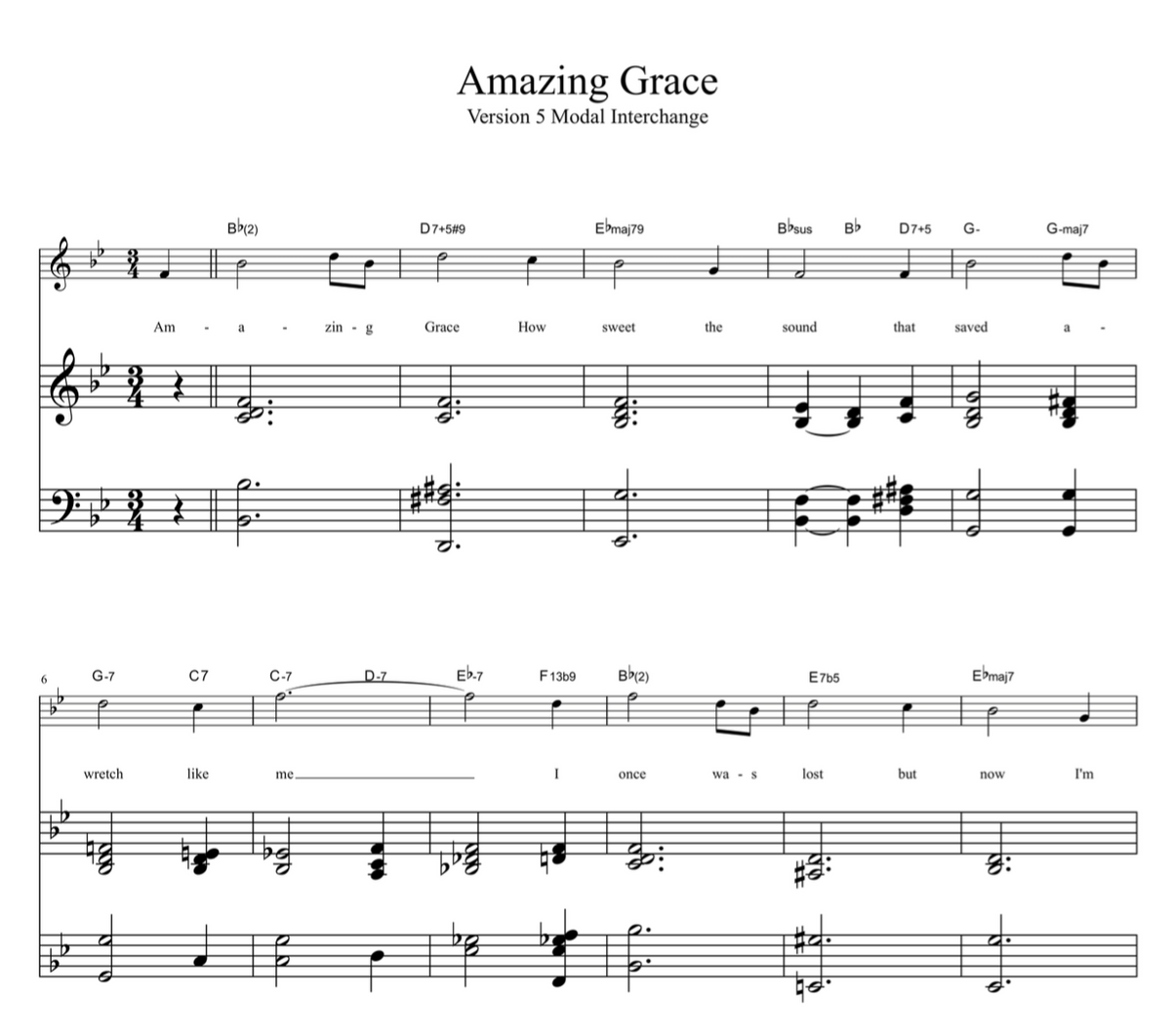Amazing Grace 6 harmonisations booklet  + Midi  files