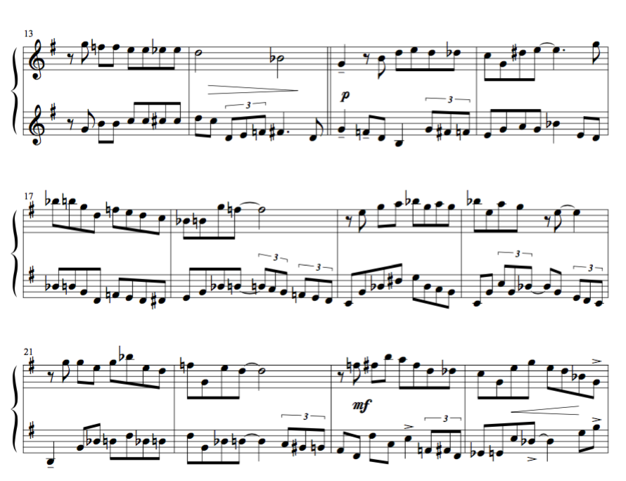 Piano and online saxophone duet jazz