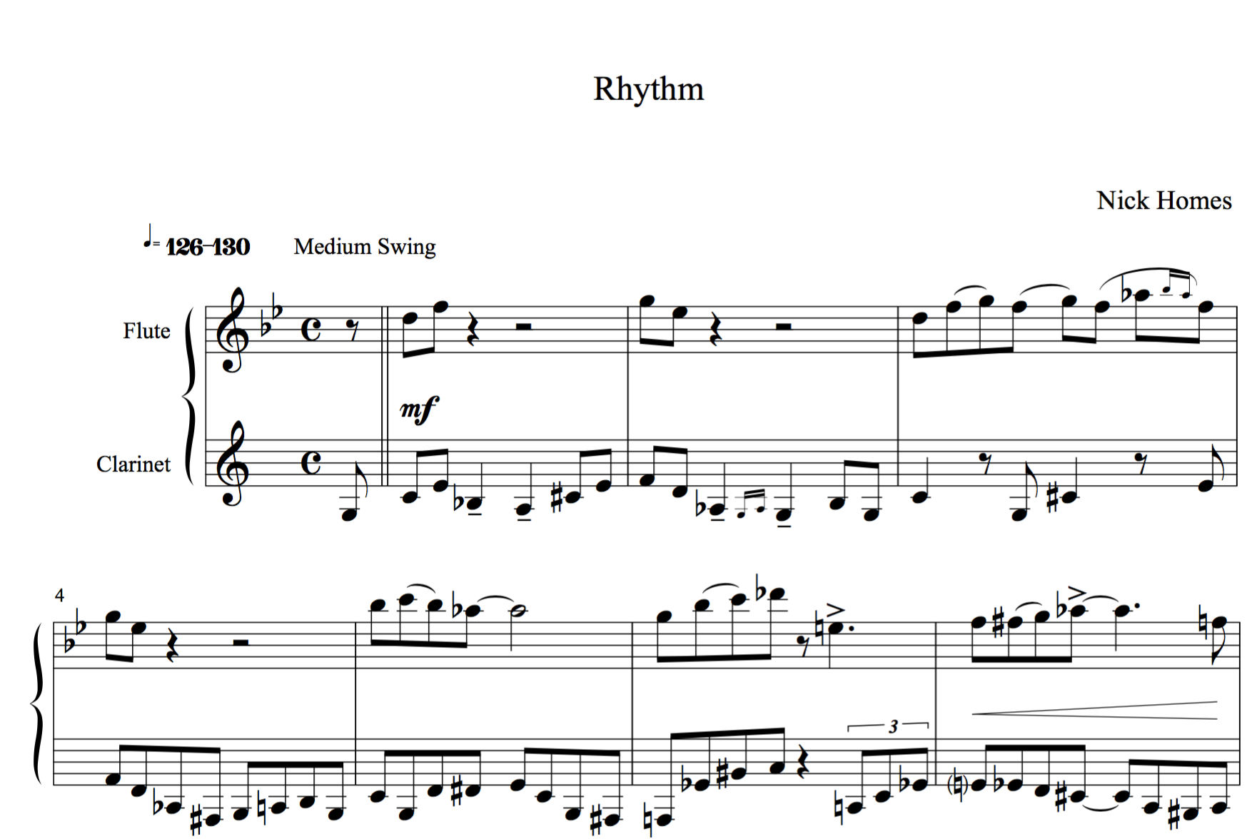 Flute + Clarinet Jazz Duets-Volume 2 Nick Homes -Rhythm