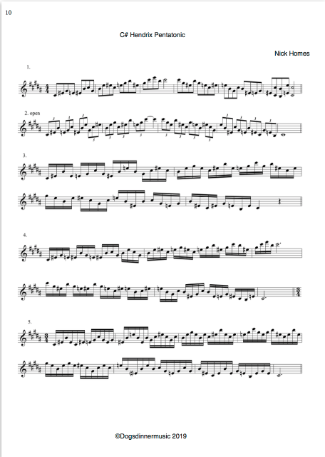 Hendrix Pentatonic Exercises- PDF download