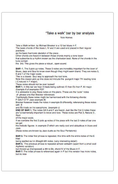 Take a walk analysis- Jazz duets