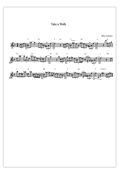 Take A Walk Blues  Tune analysis- Michael Brecker