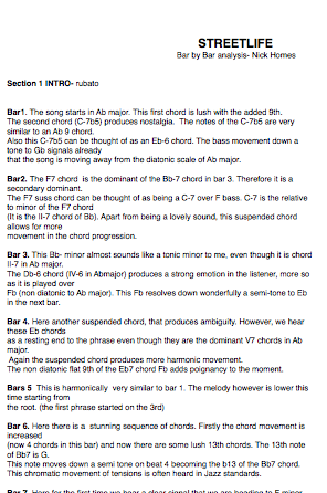 Streetlife analysis -Jazz duets