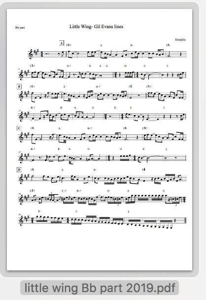 Little Wing/Gil Evans inspired Play Along/lead sheet