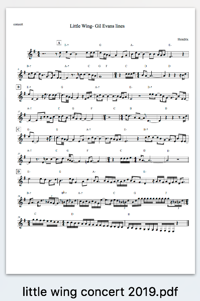 Little Wing/Gil Evans inspired Play Along/lead sheet
