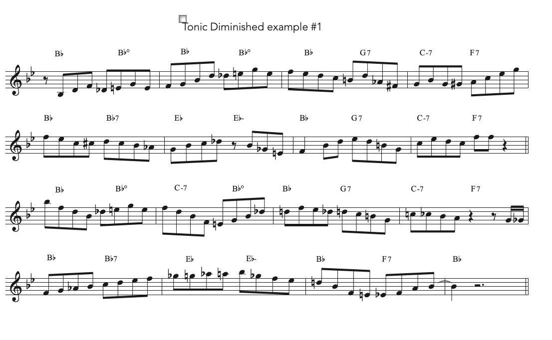 Tonic Diminished Major Exercises - Digital Download - Jazzduets