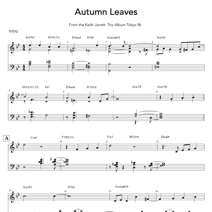 Autumn Leaves Masterclass LITE version - Jazzduets